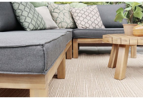 Ecklounge-Set Kent | 6-teilig | Grau | Akazienholz