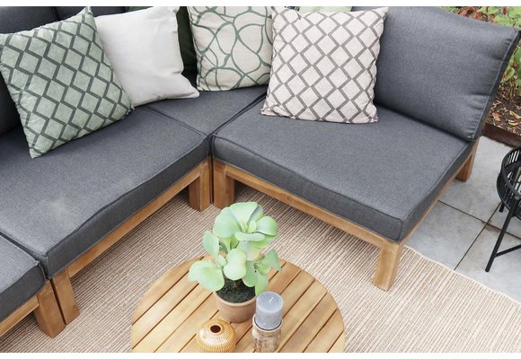 Ecklounge-Set Kent | 6-teilig | Grau | Akazienholz