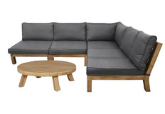 Ecklounge-Set Kent | 6-teilig | Grau | Akazienholz