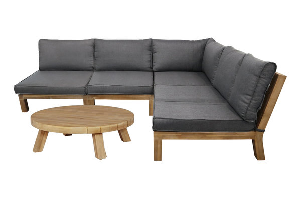 Ecklounge-Set Kent | 6-teilig | Grau | Akazienholz