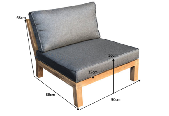 Ecklounge-Set Kent | 6-teilig | Grau | Akazienholz