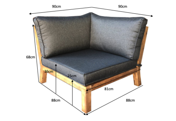 Ecklounge-Set Kent | 6-teilig | Grau | Akazienholz