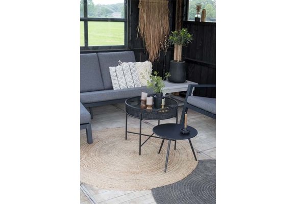 4-teiliges Sessel-Sofa Lounge-Set Bezano | Mattschwarz / Grau | Aluminium