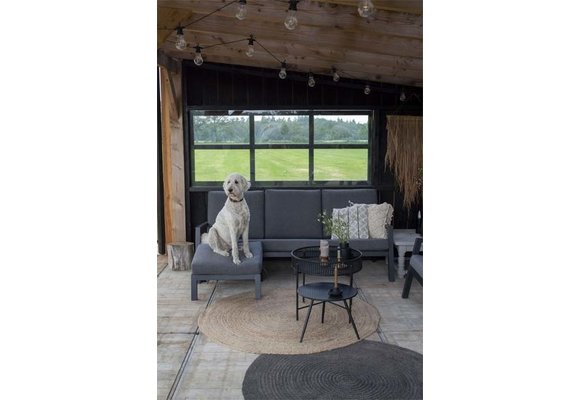 4-teiliges Sessel-Sofa Lounge-Set Bezano | Mattschwarz / Grau | Aluminium