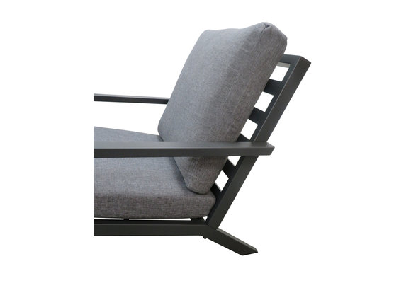 4-teiliges Sessel-Sofa Lounge-Set Bezano | Mattschwarz / Grau | Aluminium