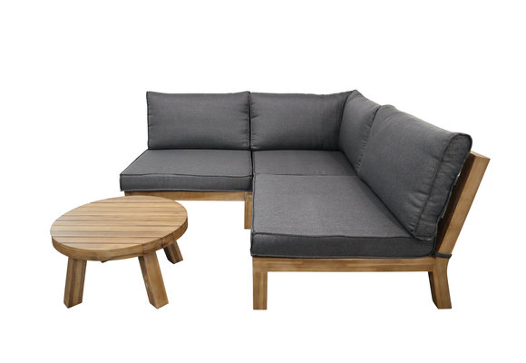 Eck-Element Kent | Grau | Akazienholz