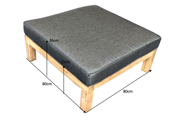Fußbank Kent | Grau | Akazienholz
