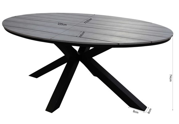 7-teiliges Gartenset | 6 Mona-Stühle | Limasol Gartentisch | 220 cm | Oval