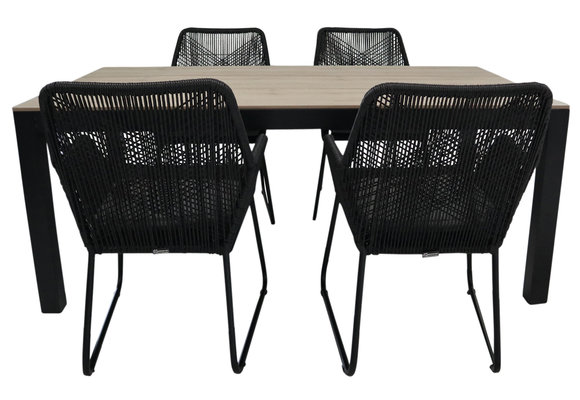 5-teiliges Gartenset | 4 Mona Gartenstühle |  Limasol Gartentisch 180 cm