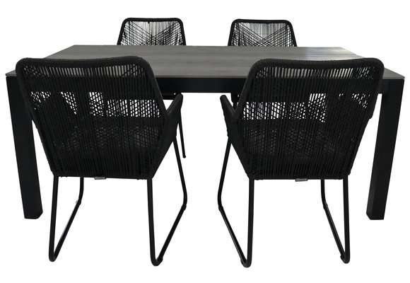 5-teiliges Gartenset | 4 Mona Gartenstühle | Limasol Gartentisch 180 cm