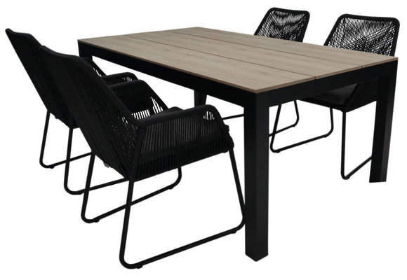 5-teiliges Gartenset | 4 Mona Gartenstühle |  Limasol Gartentisch 160 cm