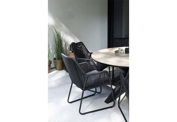 5-teiliges Gartenset | 4 Mona Gartenstühle | Limasol Gartentisch | ø 120 cm