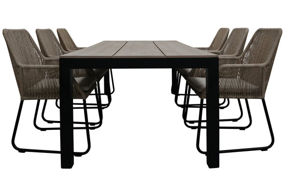 7-teiliges Gartenset | 6 Mona Gartenstühle | Limasol Gartentisch | 225 cm