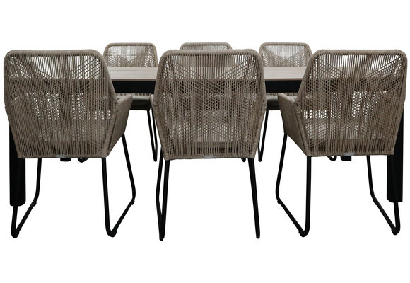 7-teiliges Gartenset | 6 Mona Gartenstühle | Limasol Gartentisch | 225 cm