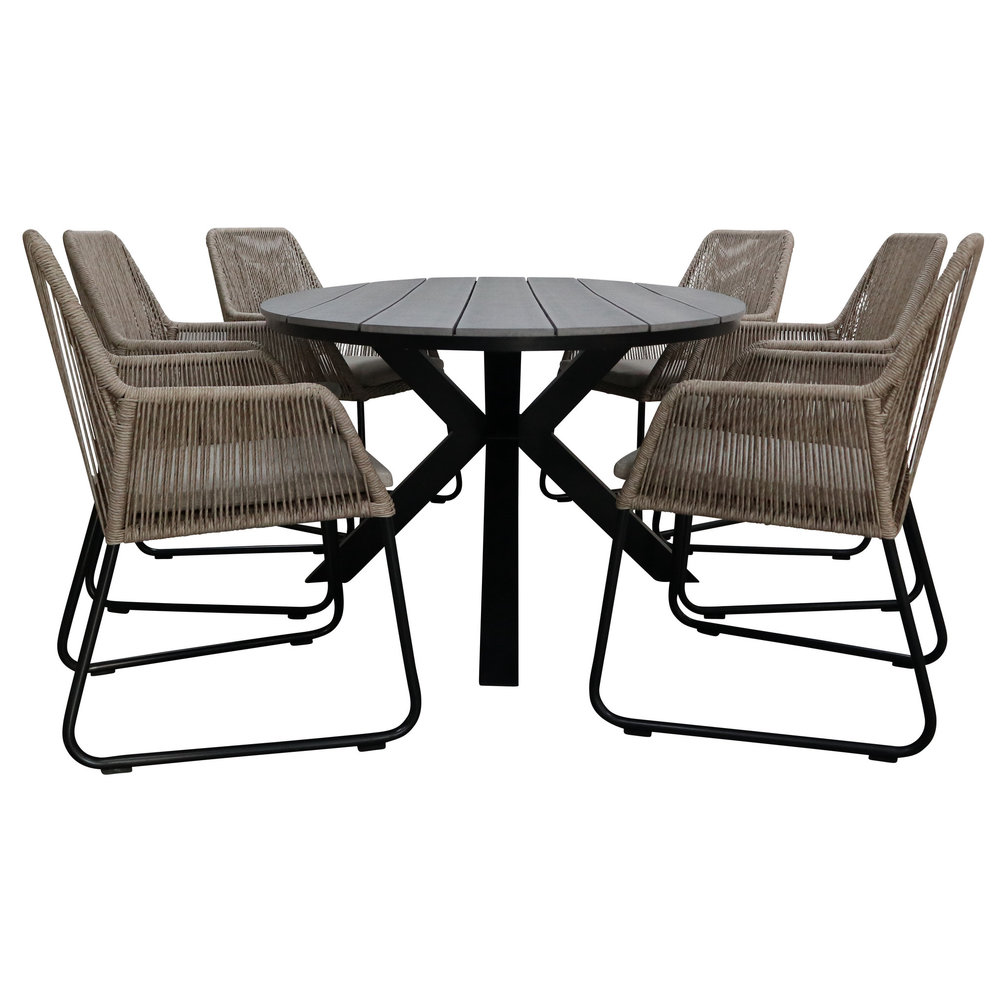 Gartenset für 6 Personen 220 cm Oval Sand & Grau