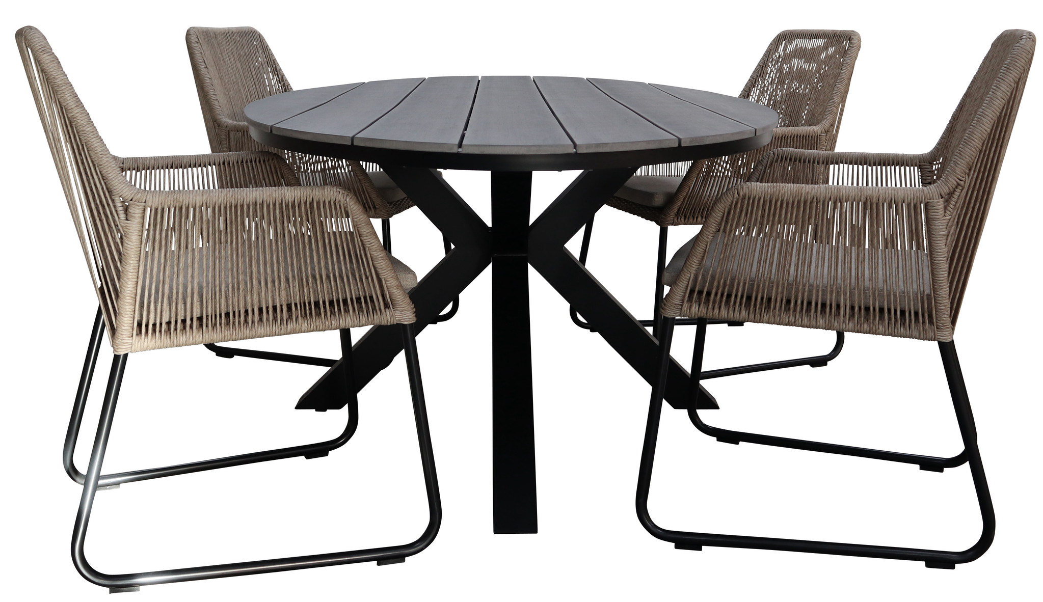 Gartenset für 4 Personen 180 cm Sand & Grau