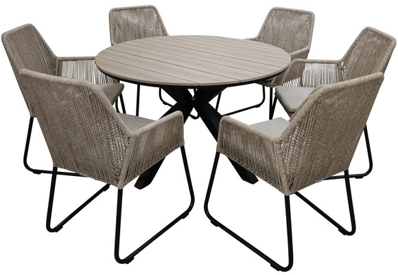 7-teiliges Gartenset | 6 Mona Gartenstühle  | Limasol Gartentisch | ø 150 cm