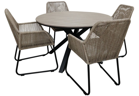 5-teiliges Gartenset | 4 Mona Gartenstühle  | Limasol Gartentisch | ø 120 cm