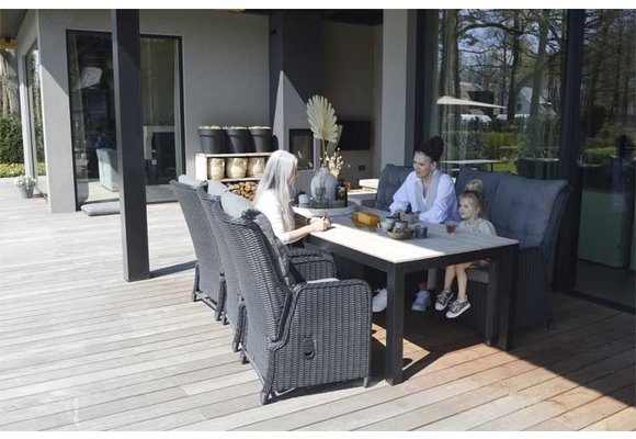 7-teiliges Gartenset | 6 verstellbare Gartenstühle Dublin | Gartentisch Limasol 225 cm