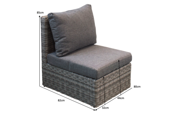 Mittelelement Sorrento | Aschgrau | Rattan