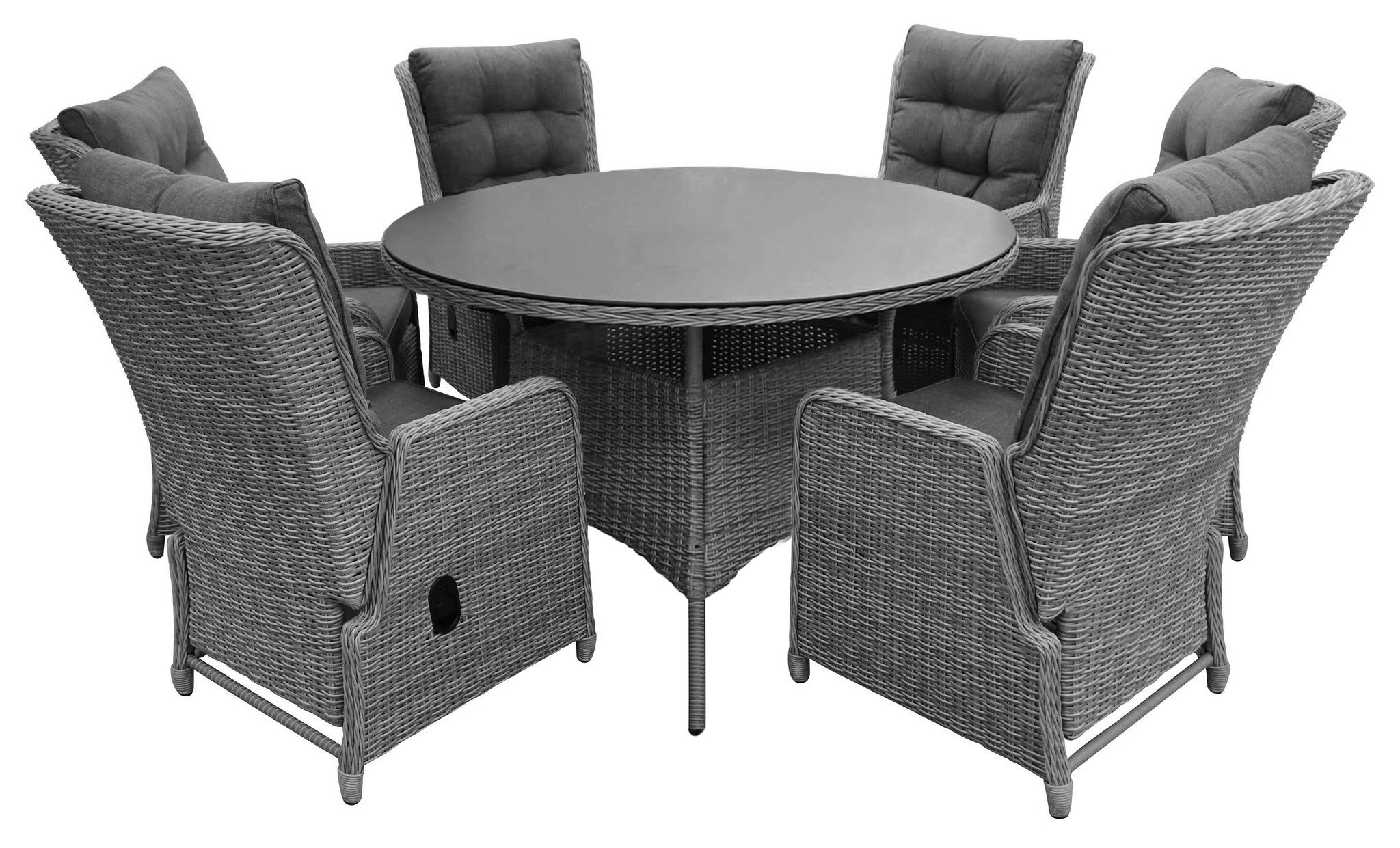 4 Jahreszeiten Gartenmöbel 7-teiliges Gartenset | 6 verstellbare Dublin Gartenstühle | Dublin Gartentisch | ø 150 cm