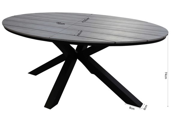 5-teiliges Gartenset | 4 Oslo Gartenstühle | Limasol Gartentisch | 180 cm | Oval