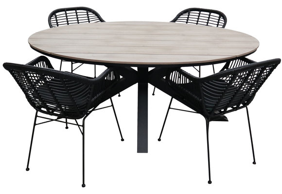 5-teiliges Gartenset | 4 Oslo Gartenstühle | Limasol Gartentisch | 180 cm | Oval