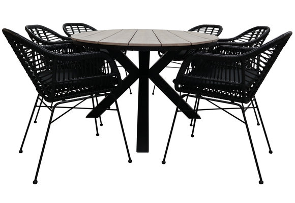 7-teiliges Gartenset | 6 Oslo Gartenstühle | Limasol Gartentisch | 220 cm | Oval