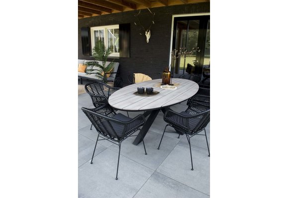 7-teiliges Gartenset | 6 Oslo Gartenstühle | Limasol Gartentisch | 220 cm | Oval