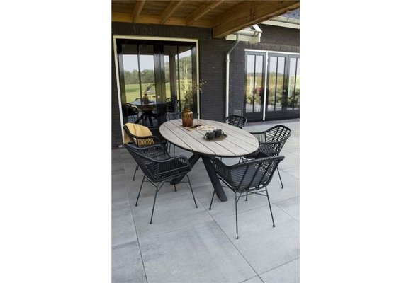 7-teiliges Gartenset | 6 Oslo Gartenstühle | Limasol Gartentisch | 220 cm | Oval