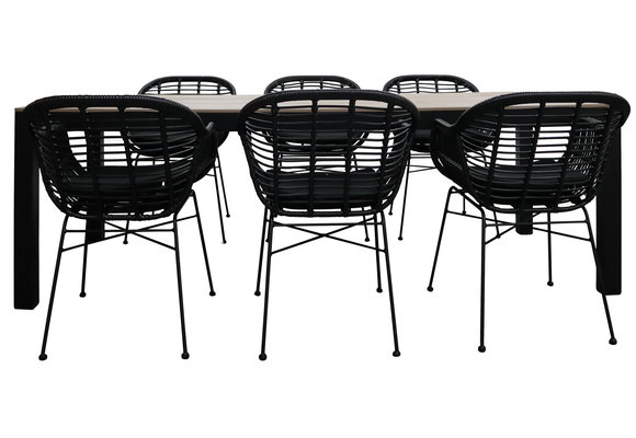 7-teiliges Gartenset | 6 Oslo Gartenstühle |  Limasol Gartentisch | 225 cm