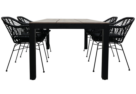 5-teiliges Gartenset | 4 Oslo Gartenstühle |  Limasol Gartentisch 180 cm