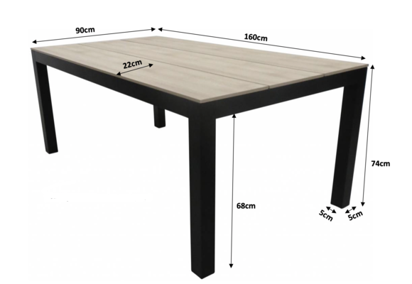 5-teiliges Gartenset | 4 Oslo Gartenstühle |  Limasol Gartentisch 160 cm