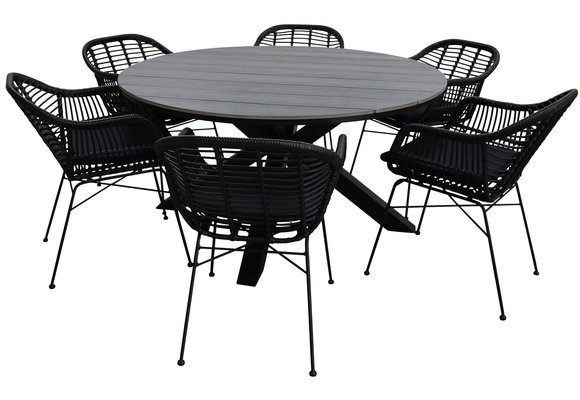 7-teiliges Gartenset | 6 Oslo Gartenstühle  | Limasol Gartentisch | ø 150 cm