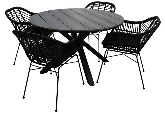 5-teiliges Gartenset | 4 Oslo Gartenstühle  | Limasol Gartentisch | ø 120 cm