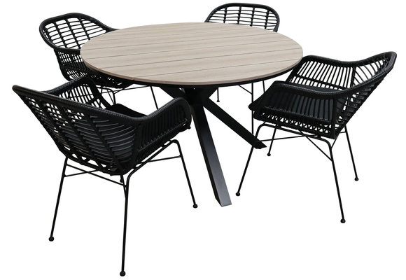 5-teiliges Gartenset | 4 Oslo Gartenstühle  | Limasol Gartentisch | ø 120 cm