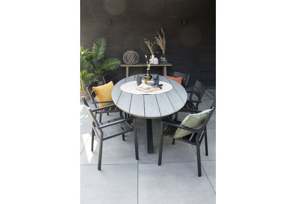 7-teiliges Gartenset | 6 Delia Gartenstühle | Limasol Gartentisch | 220 cm | Oval