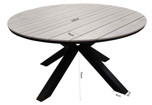 7-teiliges Gartenset | 6 Delia Gartenstühle | Limasol Gartentisch | ø 150 cm