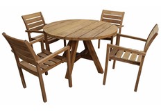 5-Teiliges rundes Garten-Set | 4 Bulu Gartenstühle | ⌀120cm Jakarta Gartentisch