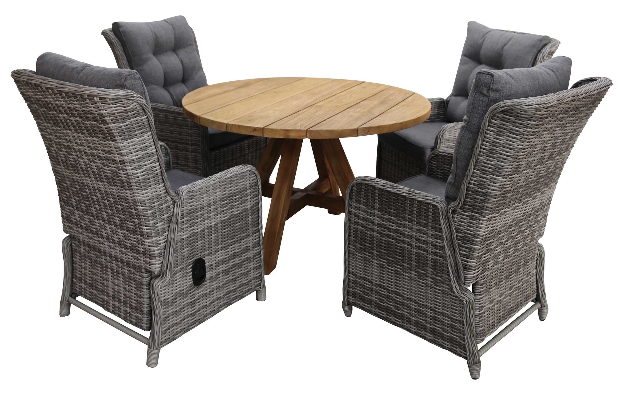 4 Jahreszeiten Gartenmöbel 5-teiliges Gartenset | 4 verstellbare Dublin Gartenstühle | Jakarta Gartentisch | ø 120 cm