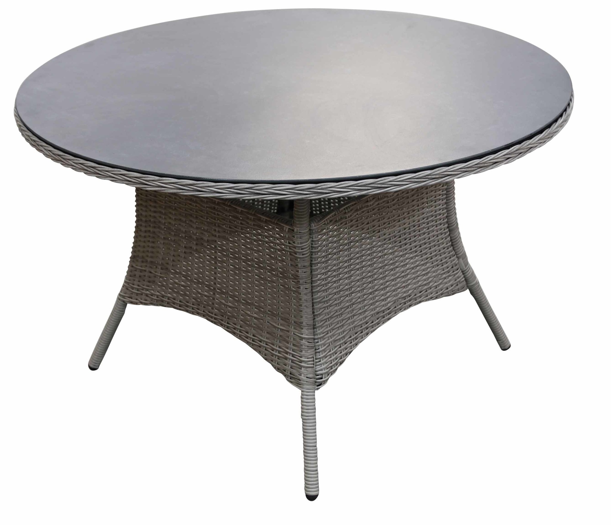 4 Jahreszeiten Gartenmöbel Runder Gartentisch Dublin ø 120 cm | Aschgrau | Rattan &  Keramik