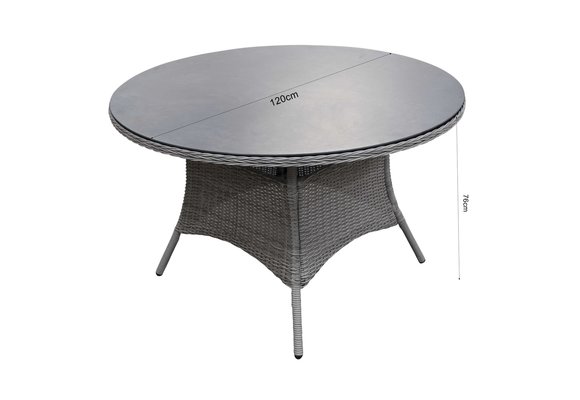 Runder Gartentisch Dublin ø 120 cm | Aschgrau | Rattan &  Keramik
