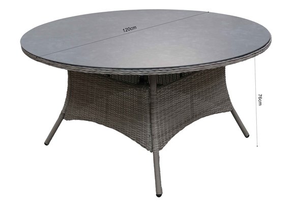 Runder Gartentisch Dublin ø 120 cm | Mystic Grau | Rattan &  Keramik