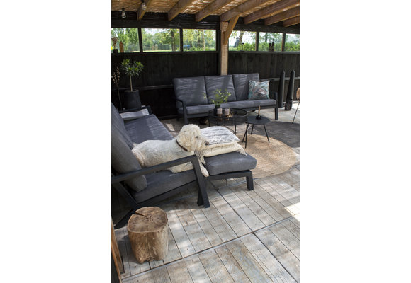 4-teiliges Sessel-Sofa Lounge-Set Bezano | Mattschwarz / Grau | Aluminium