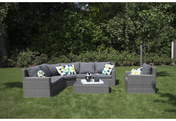 Sorrento XL Ecklounge-Set | Aschgrau | Rattan | inkl. Sessel