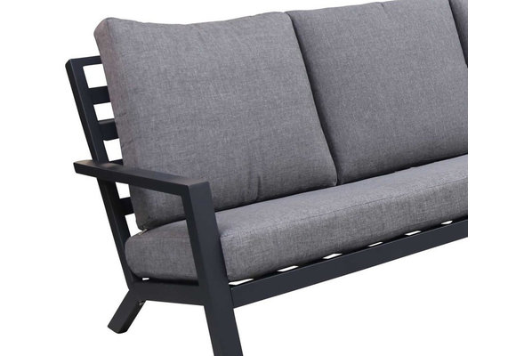 4-teiliges Ecklounge-Set | Bezano | Mattschwarz / Grau | Aluminium