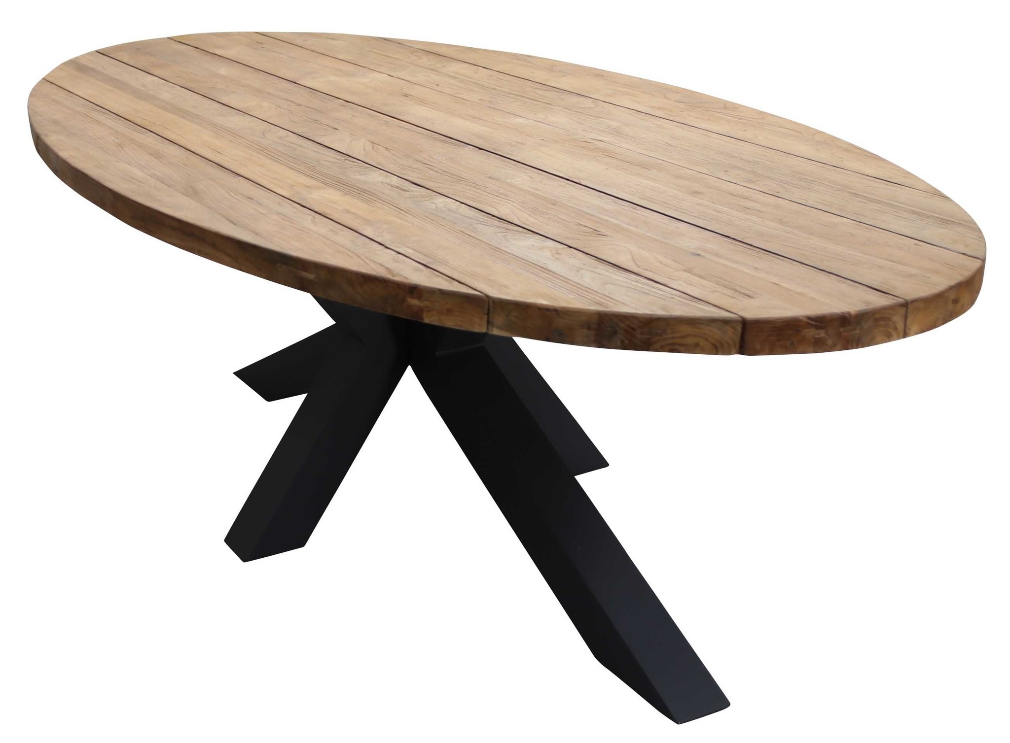 4 Jahreszeiten Gartenmöbel Ovaler Gartentisch Palu | 240 x 120 cm | Aluminium X-Bein | Teakholz