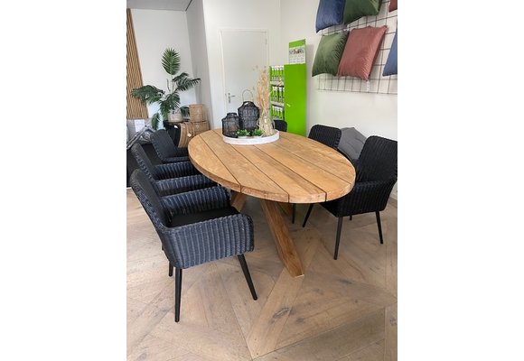 Ovaler Gartentisch Palu | 300 x 130 cm | Teakholz X-Bein