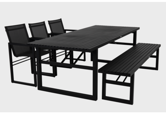 Gartentisch Vevi | 230 x 95cm | Aluminium | Schwarz