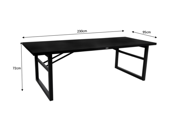 Gartentisch Vevi | 230 x 95cm | Aluminium | Schwarz